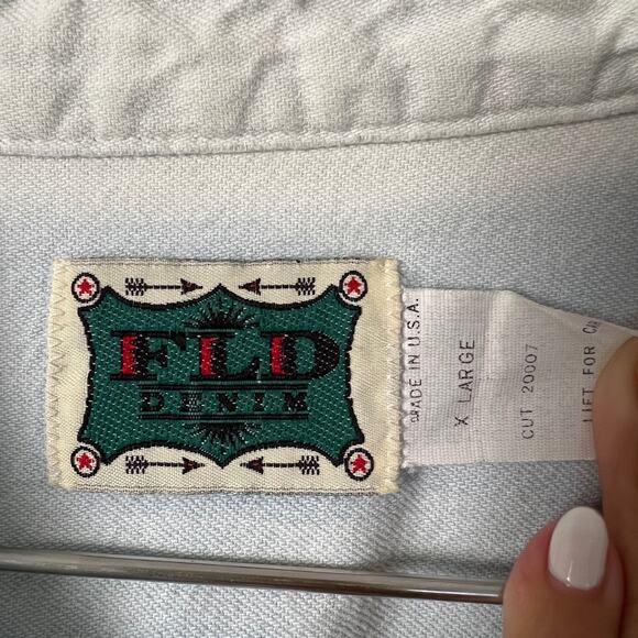 Vintage 90's JAMMIN 92.3 Button Down Chambray Shirt USA Made Size XL - Picture 7 of 12